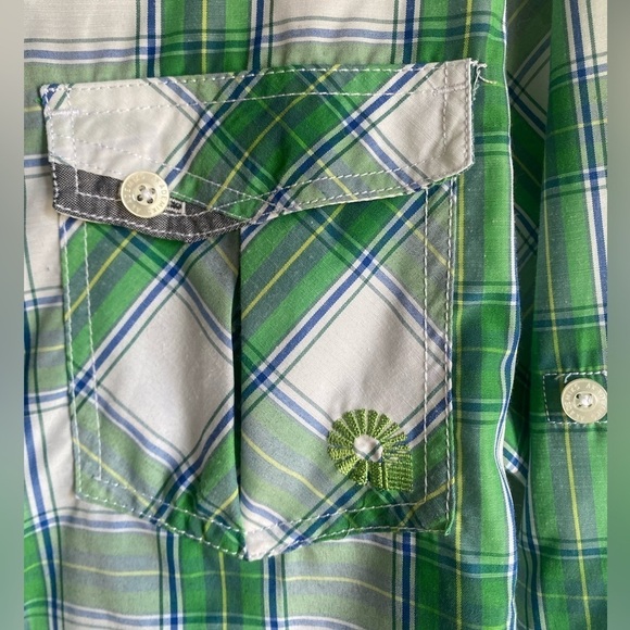 Akademiks Long Sleeve Button Down Long Sleeve Green Size Large Checker 90s - Picture 4 of 6
